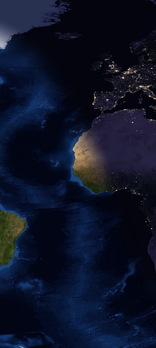 Sunline wallpaper at dusk over the Atlantic, Europe and West Africa